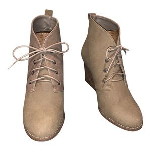 Nautica 1983 Tan Waterline Suede Wedge Bootie,Size 10